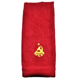 Toalla de lavabo color rojo con logo PCE Bordado