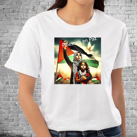 Camiseta Blanca Palestina en Paz-mujer